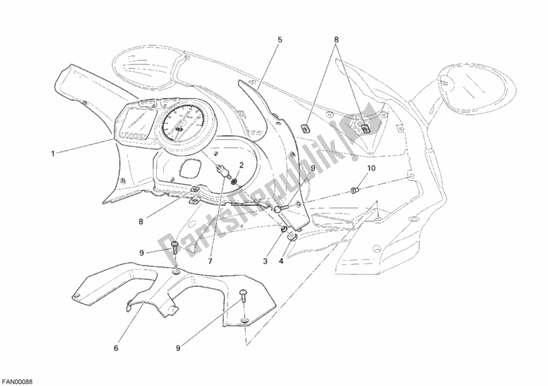 Tutte le parti per il Metro del Ducati Sport ST3 S ABS USA 1000 2007